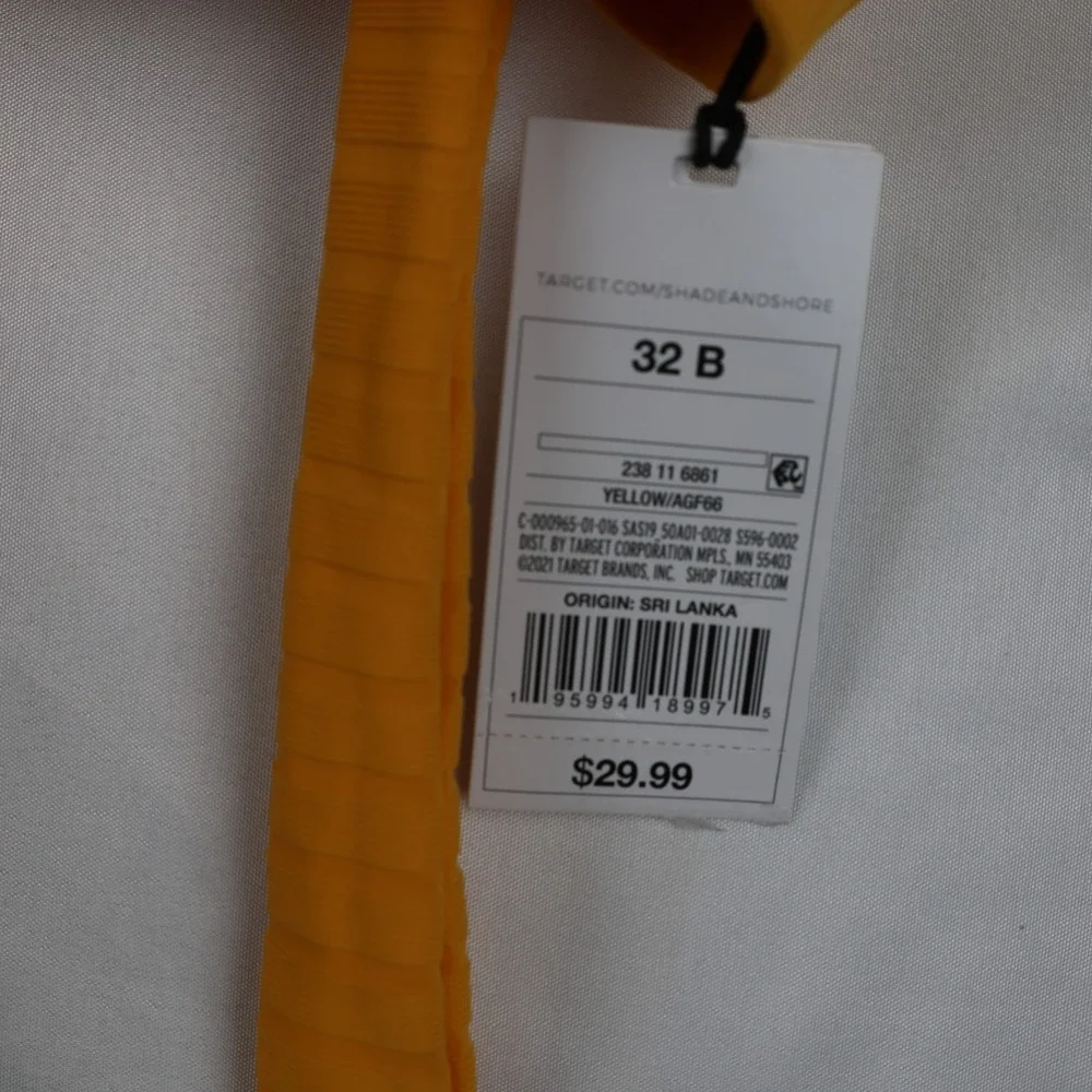 Shade & Shore Bikini Top Womens 32B Light Lift‎ Padded Swimwear Tie Back NWT
